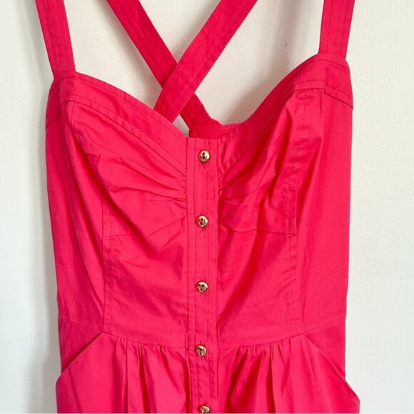 Shoshanna Sleeveless Button Up Mini Dress Pink Size 4 - Picture 3 of 9